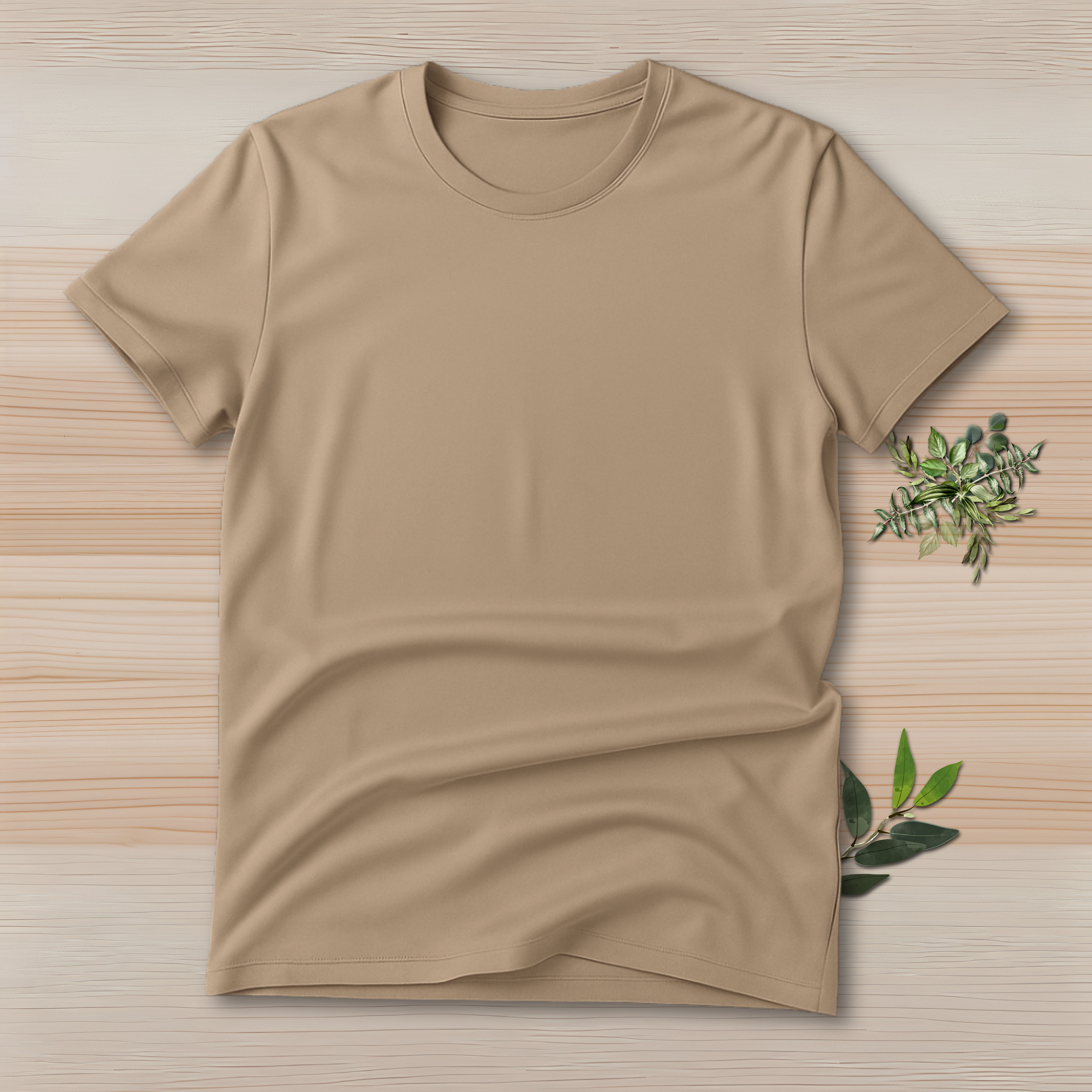 Half Sleeve Solid Premium Cotton T-shirt- Biscuit