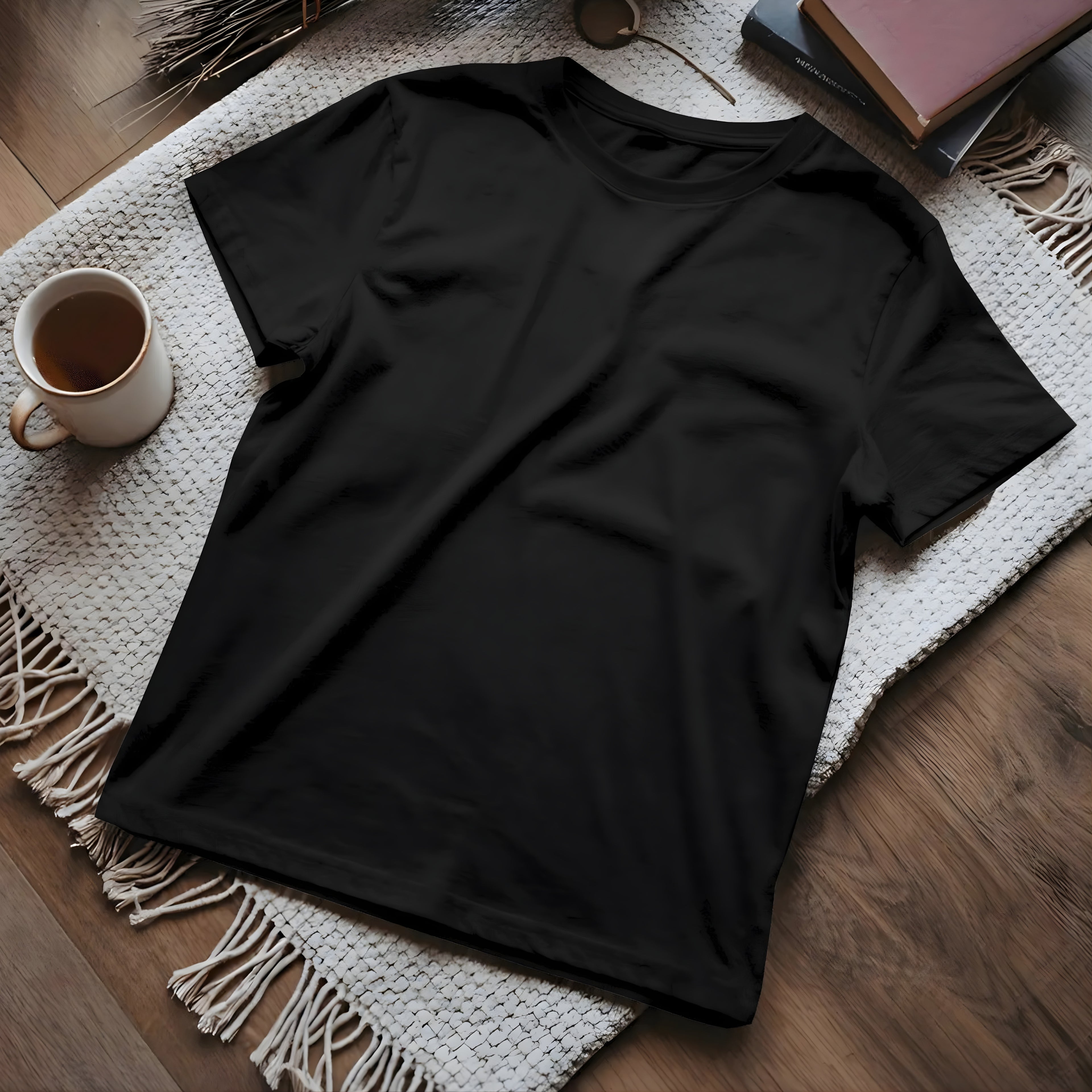 Half Sleeve Solid Premium Combed Cotton T-shirt- Black