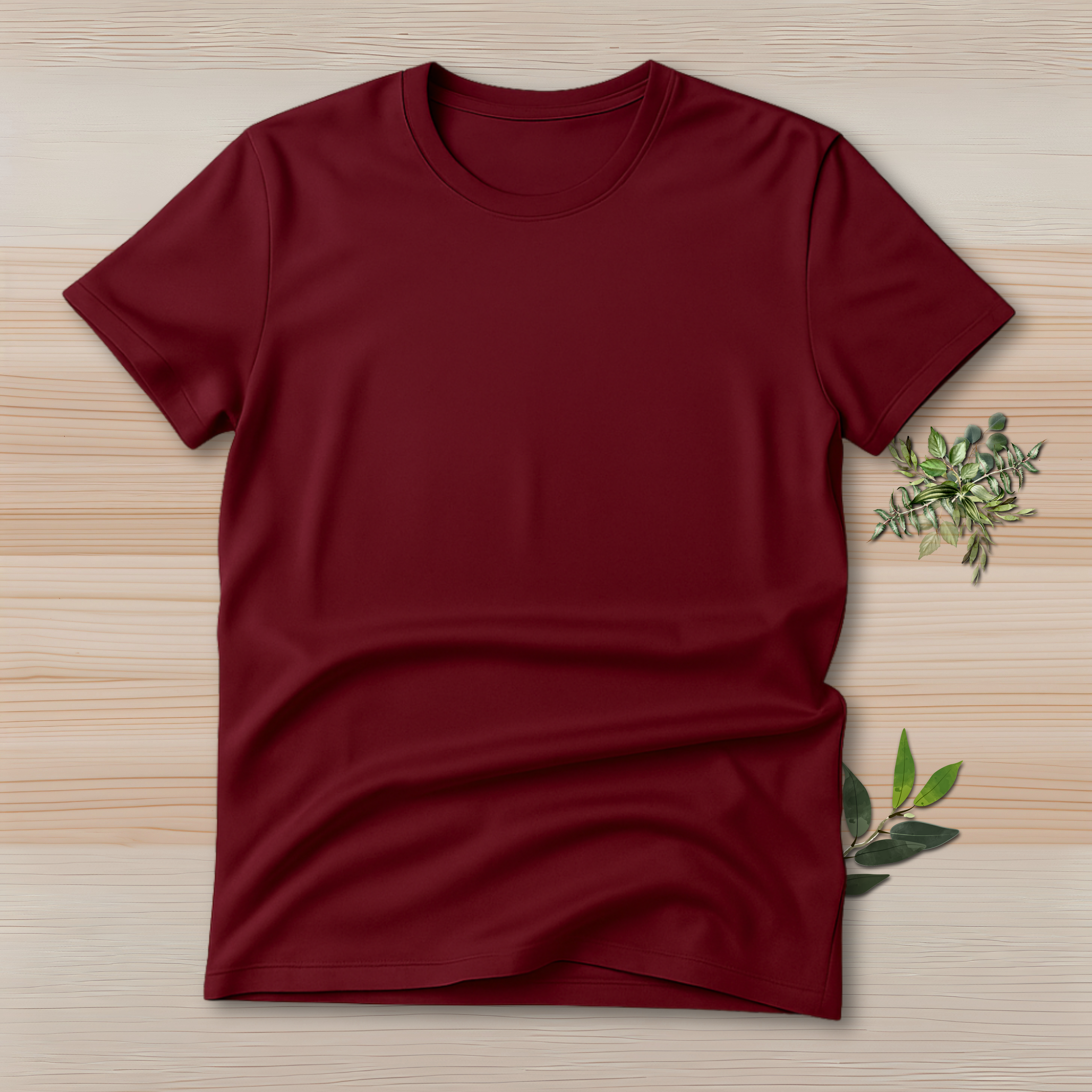 Half Sleeve Solid Premium Cotton T-shirt- Maroon