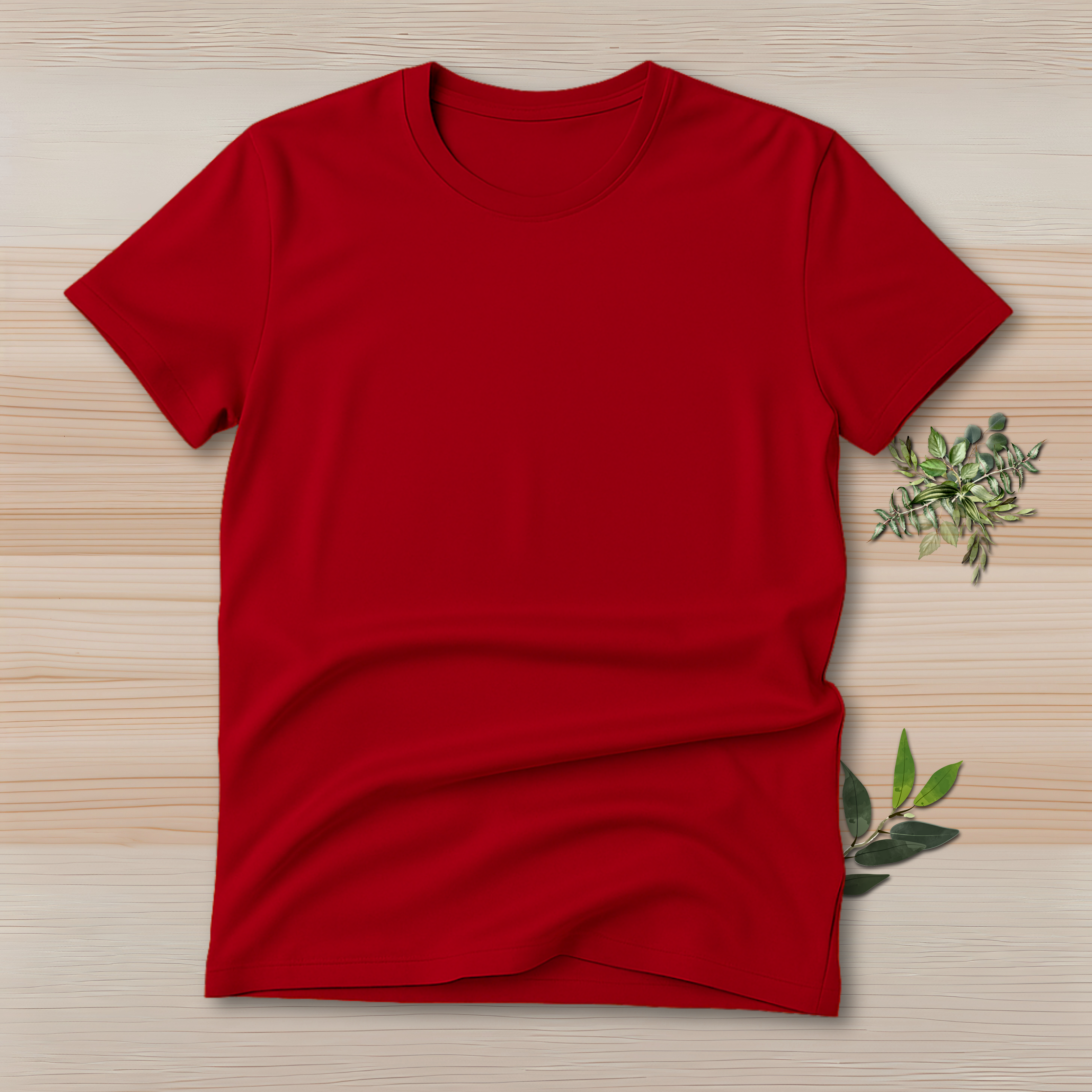 Half Sleeve Solid Premium Cotton T-shirt- Red