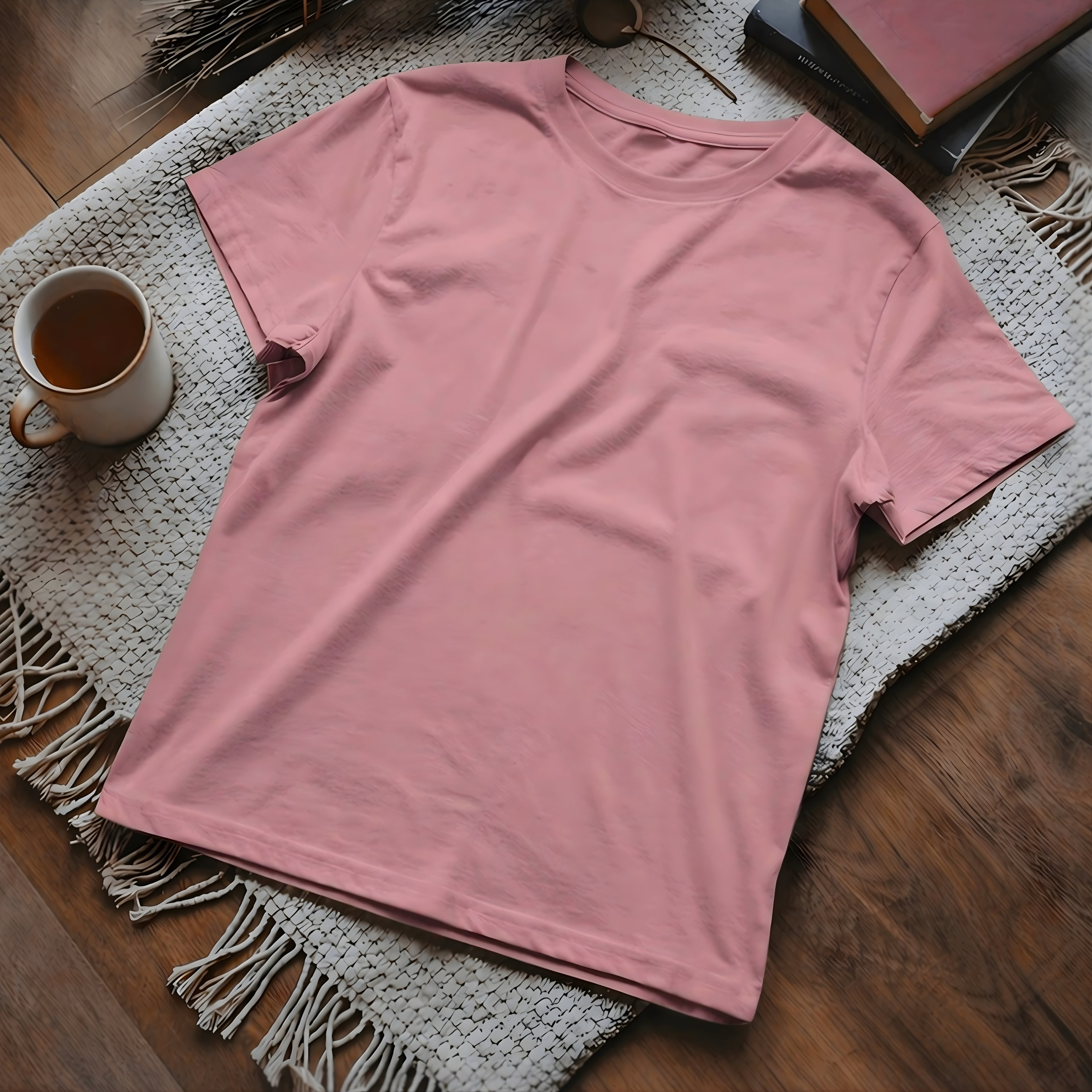 Half Sleeve Solid Premium Combed Cotton T-shirt- Cupid Pink