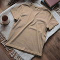 Half Sleeve Solid Premium Combed Cotton T-shirt- Biscuit