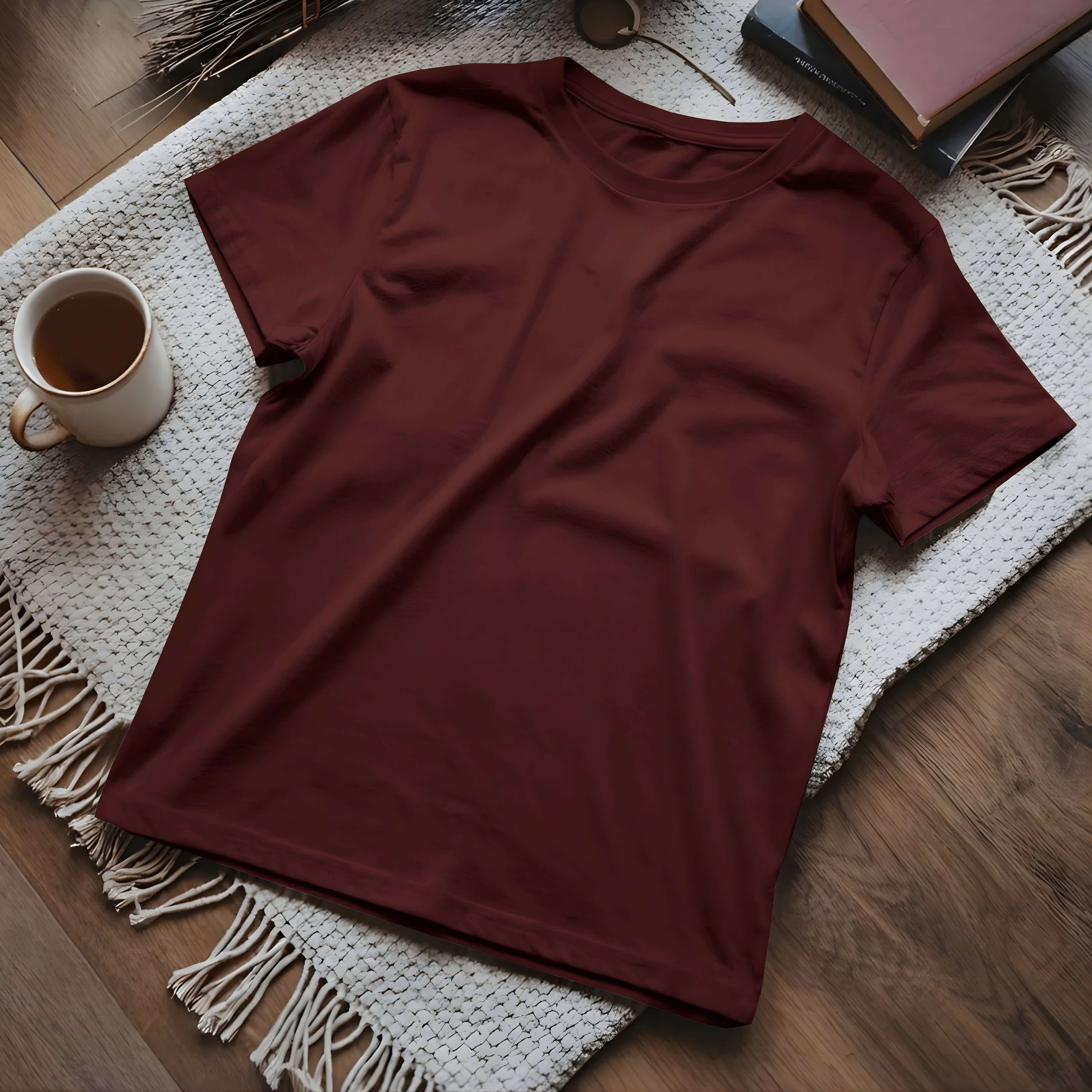 Half Sleeve Solid Premium Combed Cotton T-shirt- Maroon
