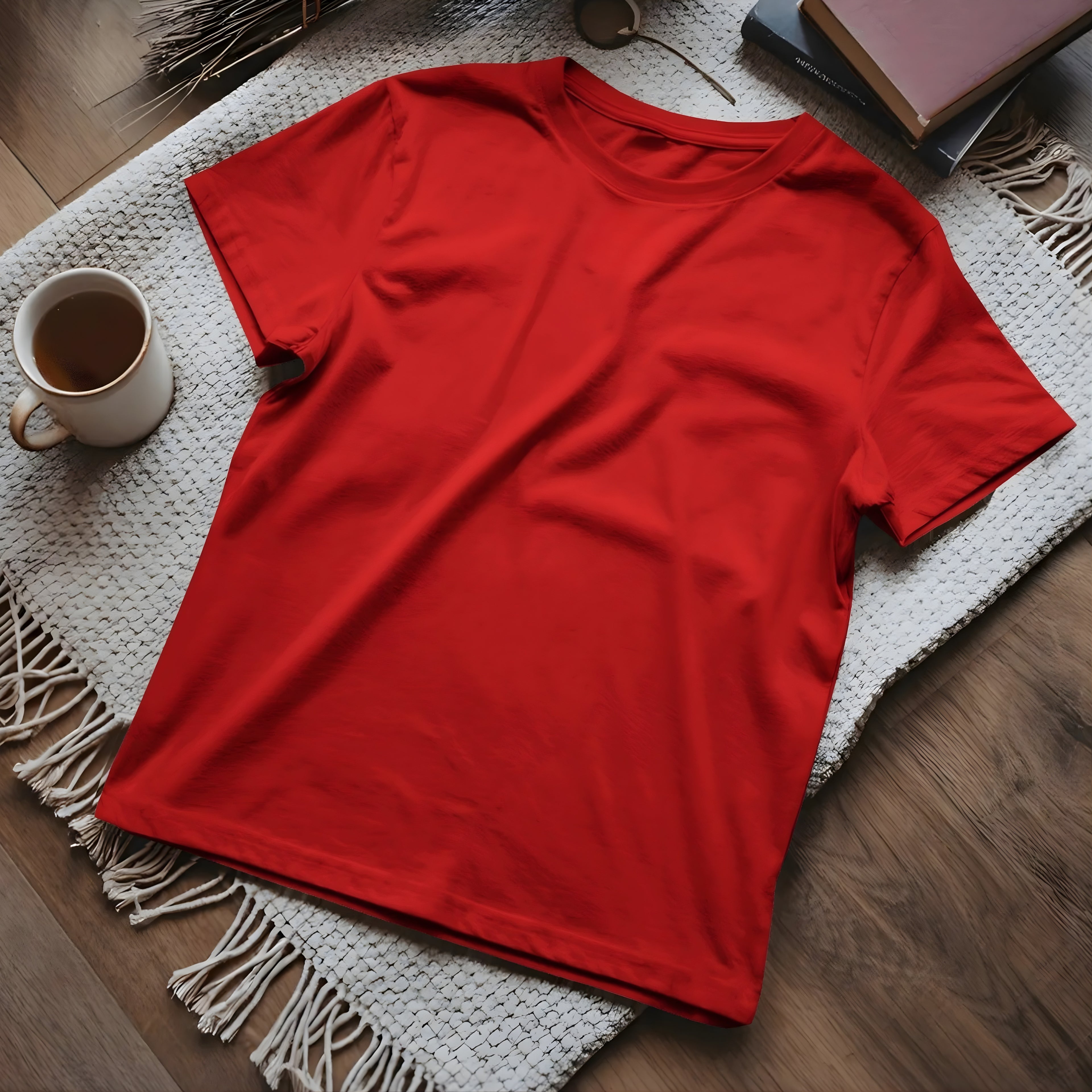 Half Sleeve Solid Premium Combed Cotton T-shirt- Red