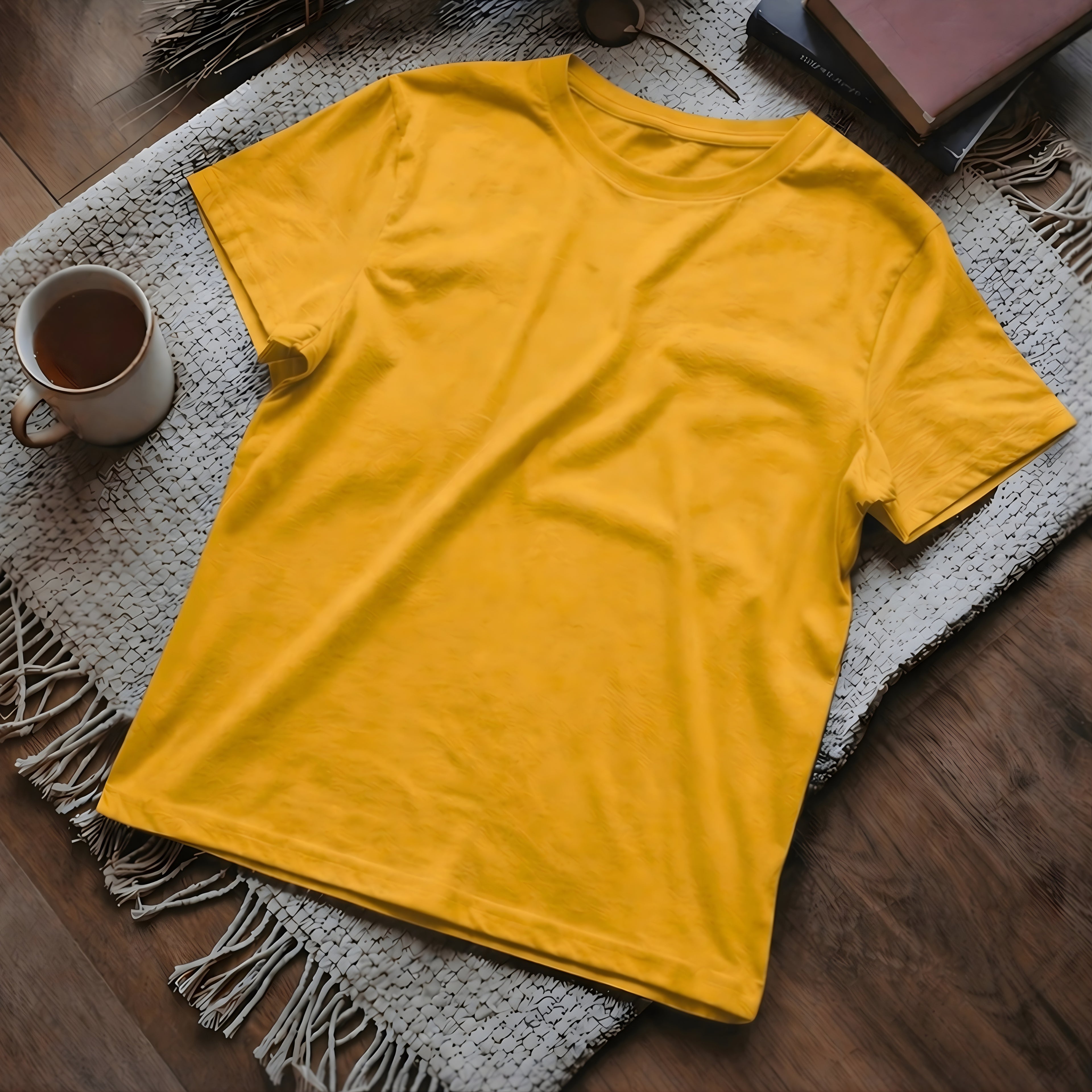 Half Sleeve Solid Premium Combed Cotton T-shirt- Yellow